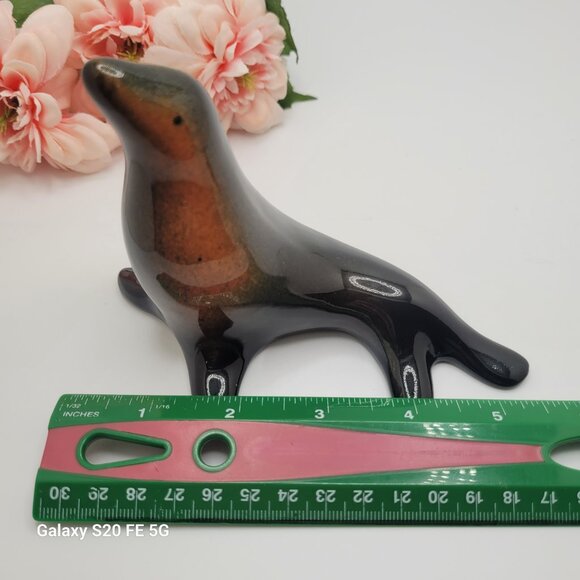 Vintage Brown Glaze  Seal Sea Lion Figurine Chestnut Brown Pottery Ceramic - Picture 7 of 9